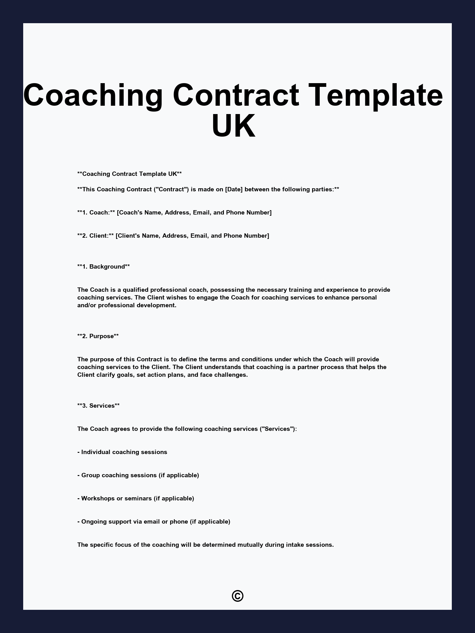 Coaching Contract Template UK