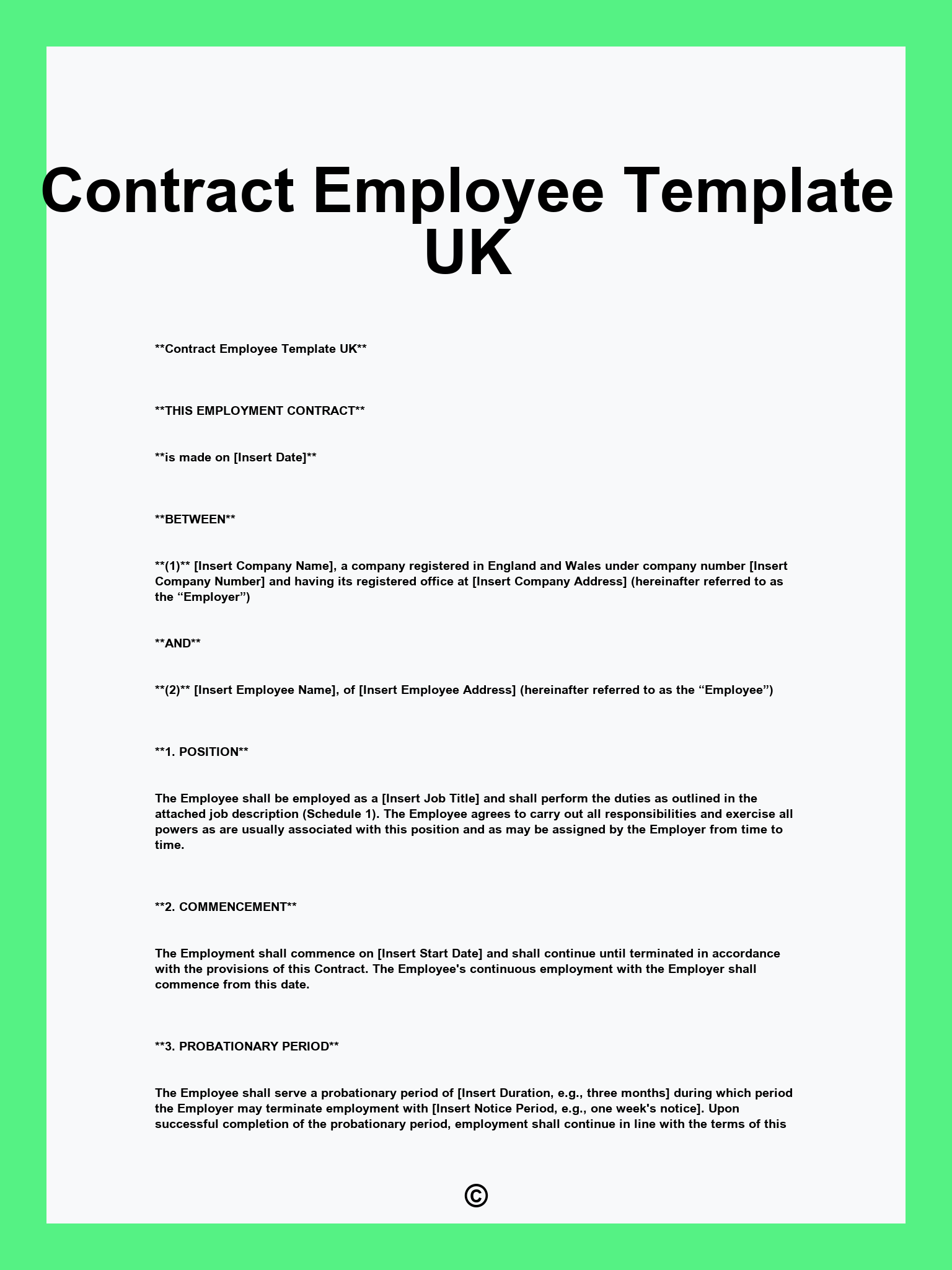 Contract Employee Template UK