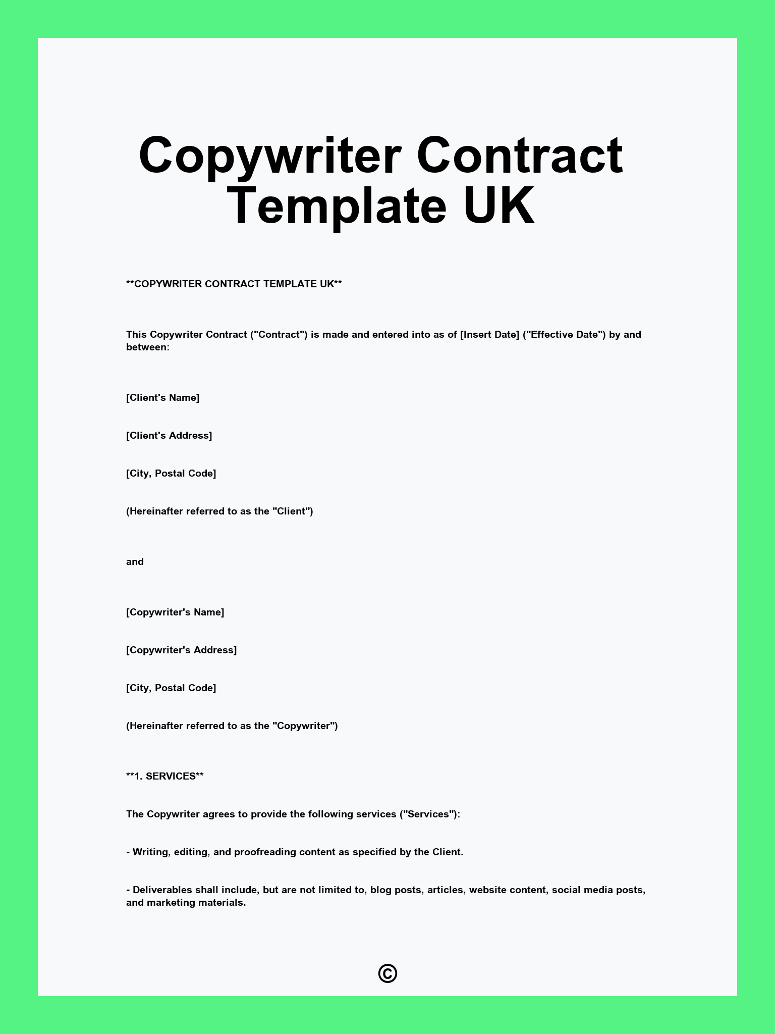 Copywriter Contract Template UK