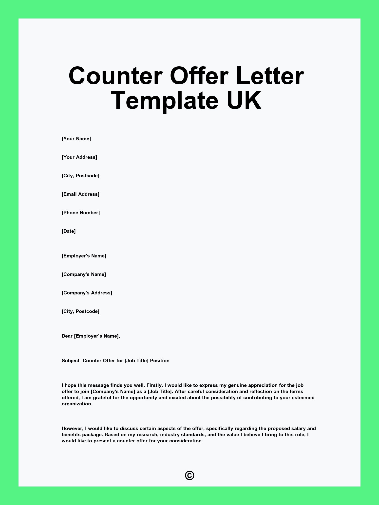Counter Offer Letter Template UK