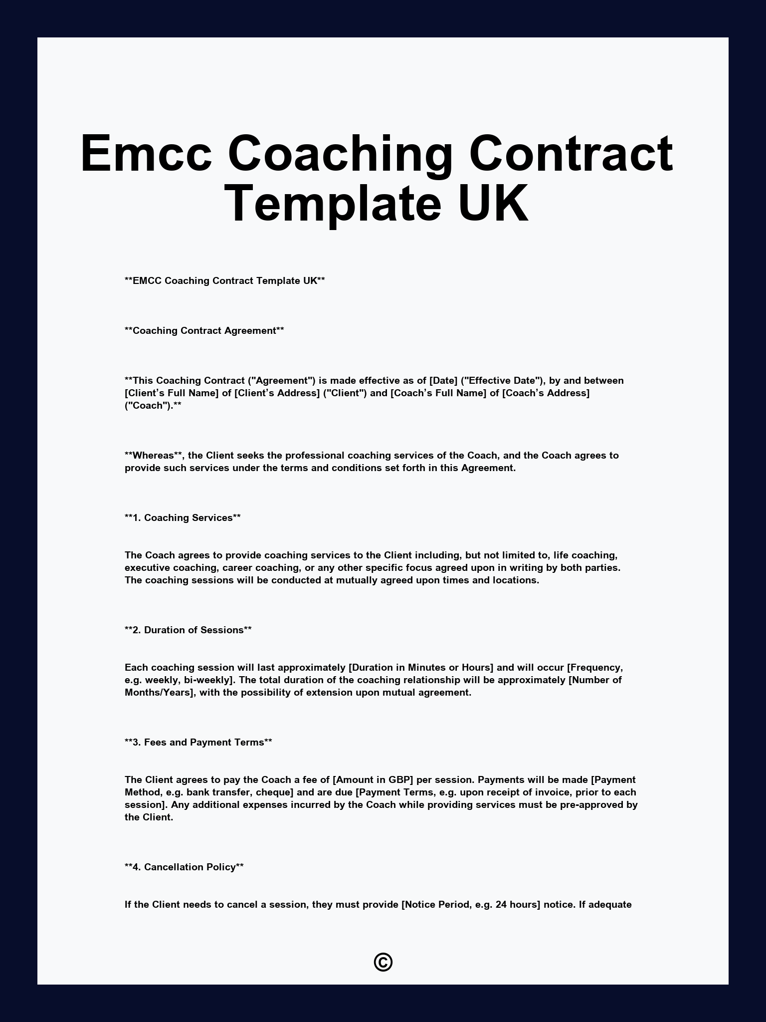 Emcc Coaching Contract Template UK