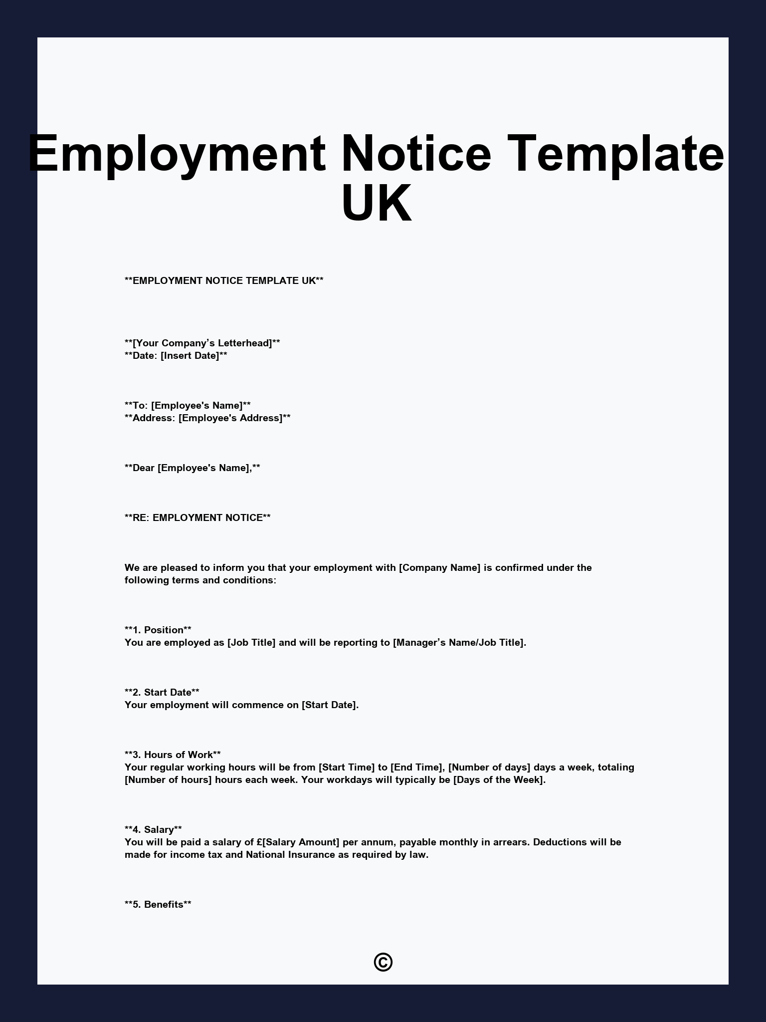 Employment Notice Template UK
