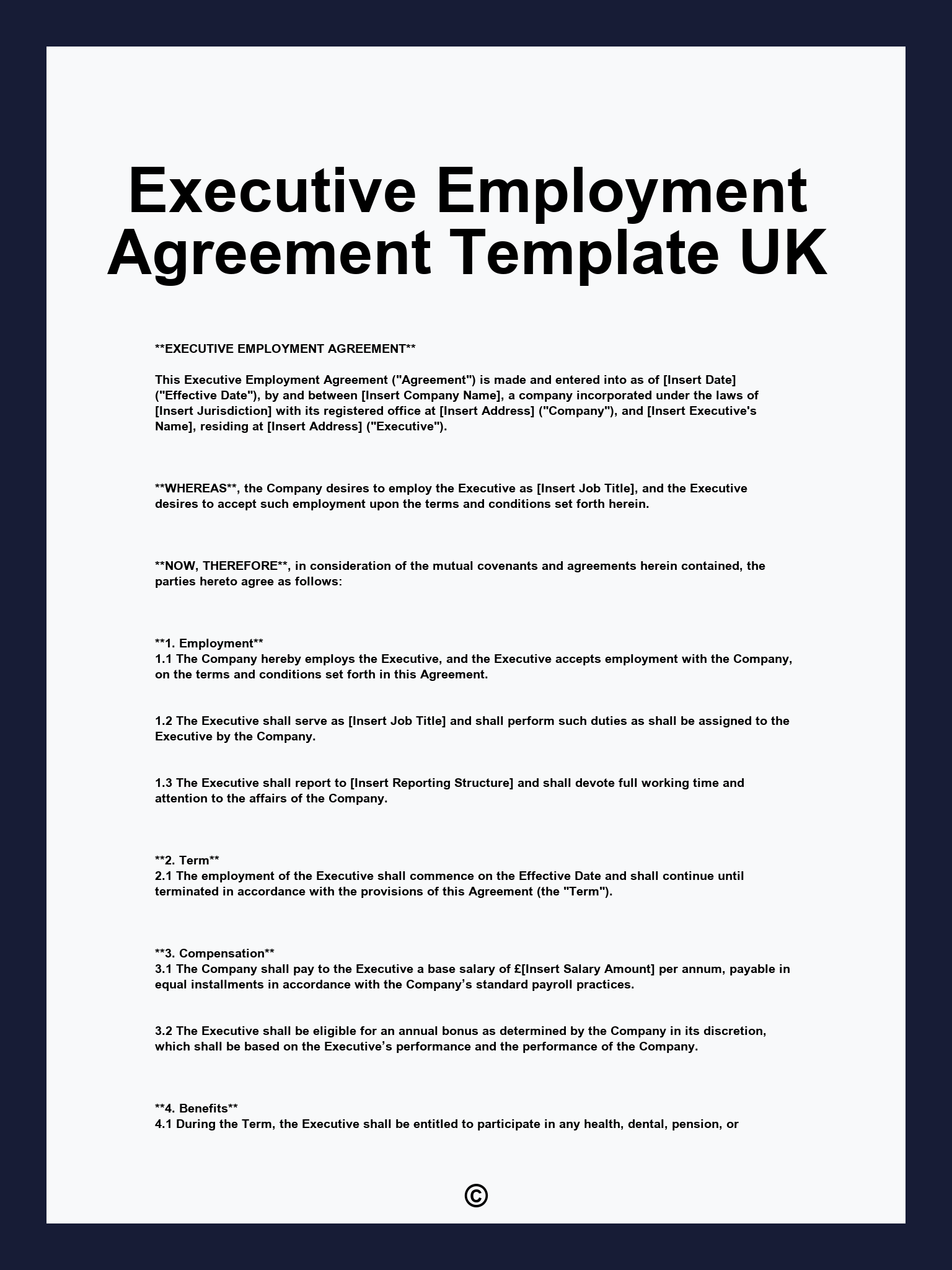 Executive Employment Agreement Template UK