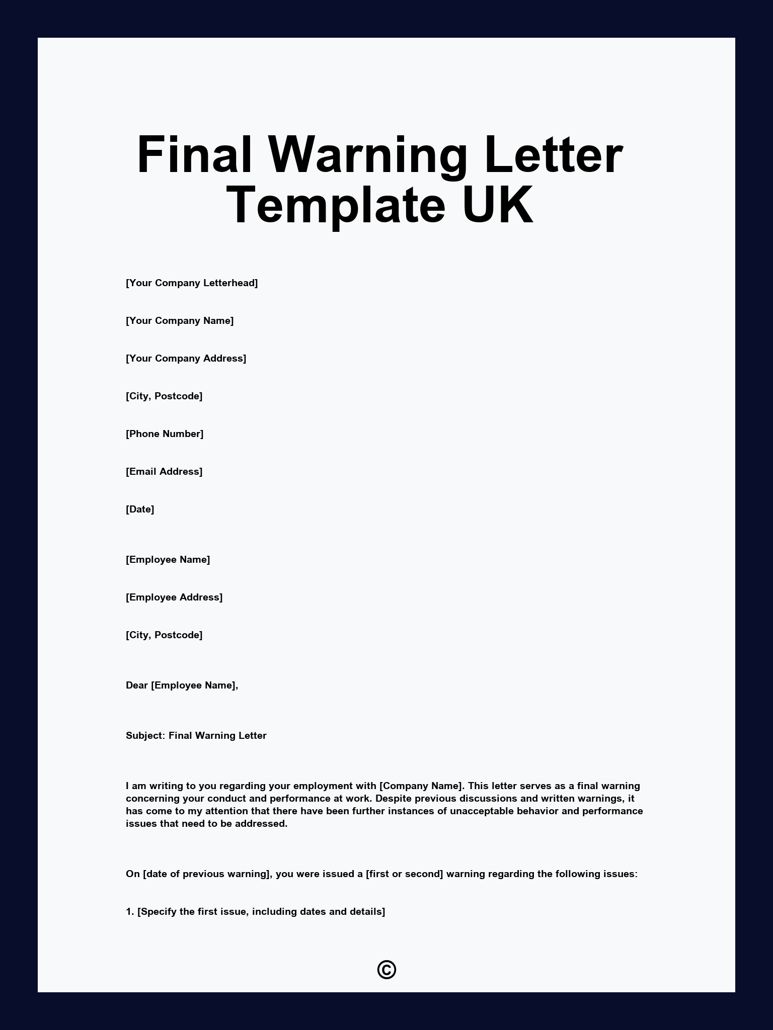 Final Warning Letter Template UK