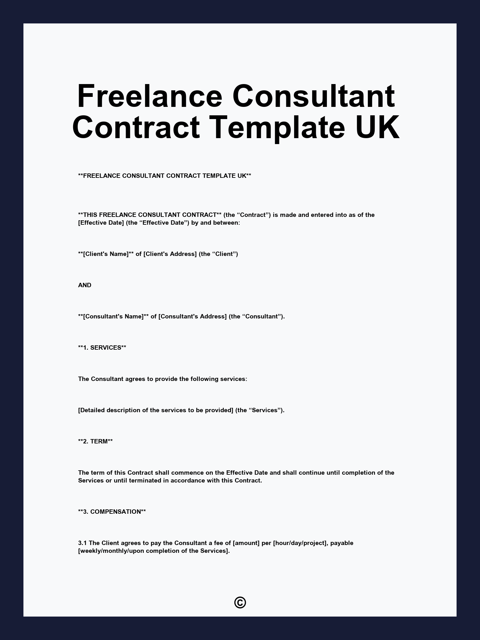 Freelance Consultant Contract Template UK
