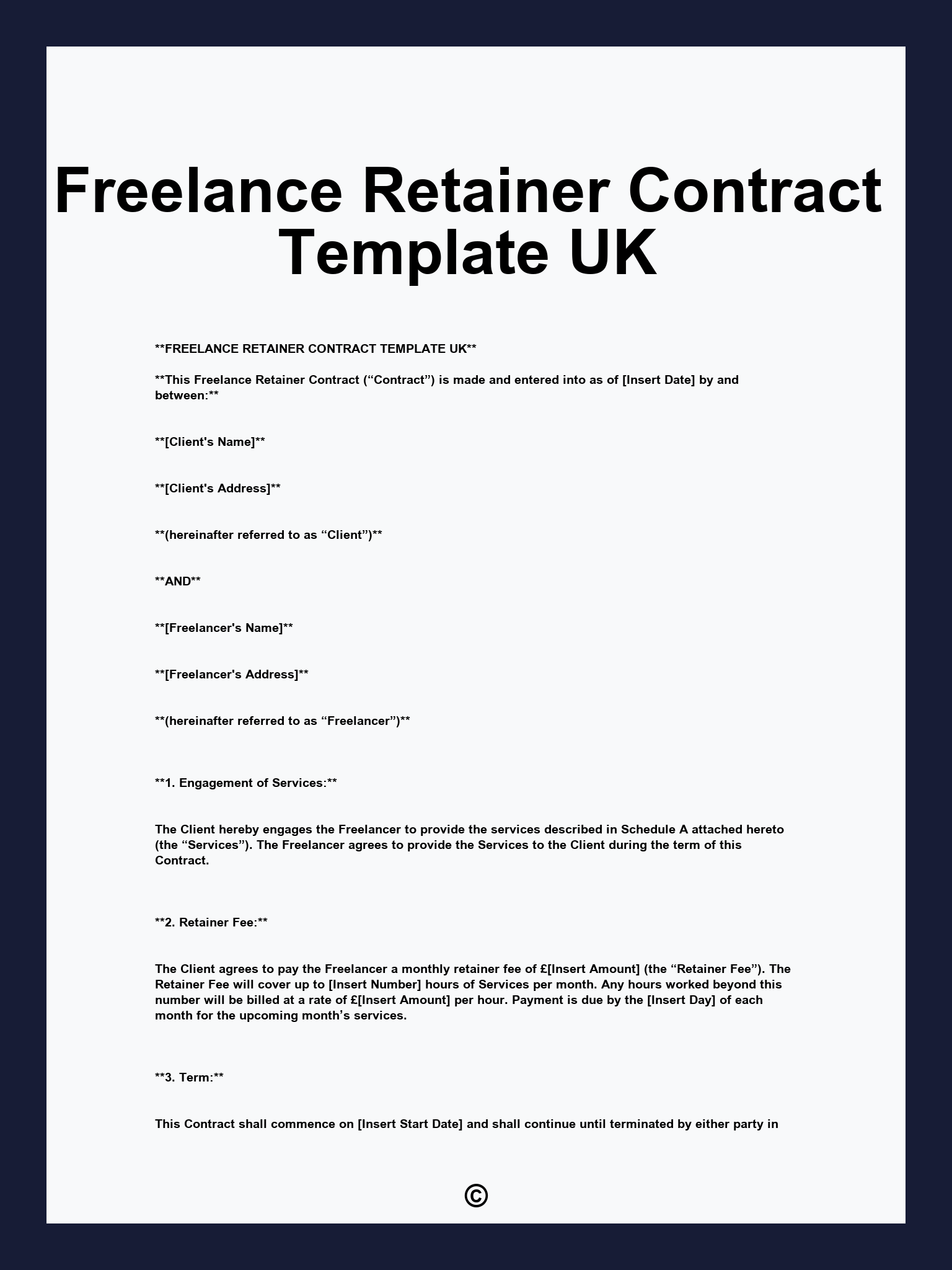 Freelance Retainer Contract Template UK