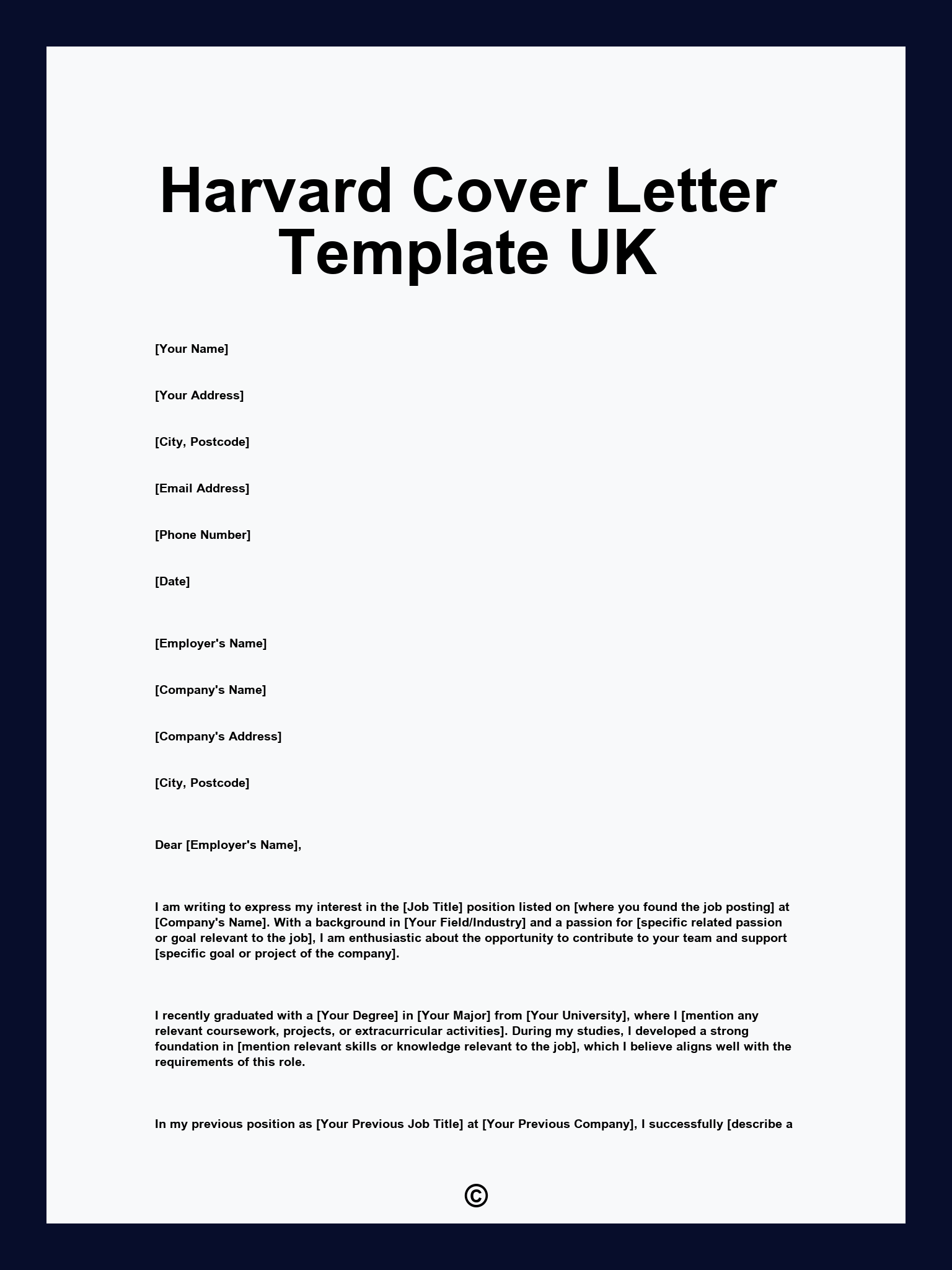 Harvard Cover Letter Template UK