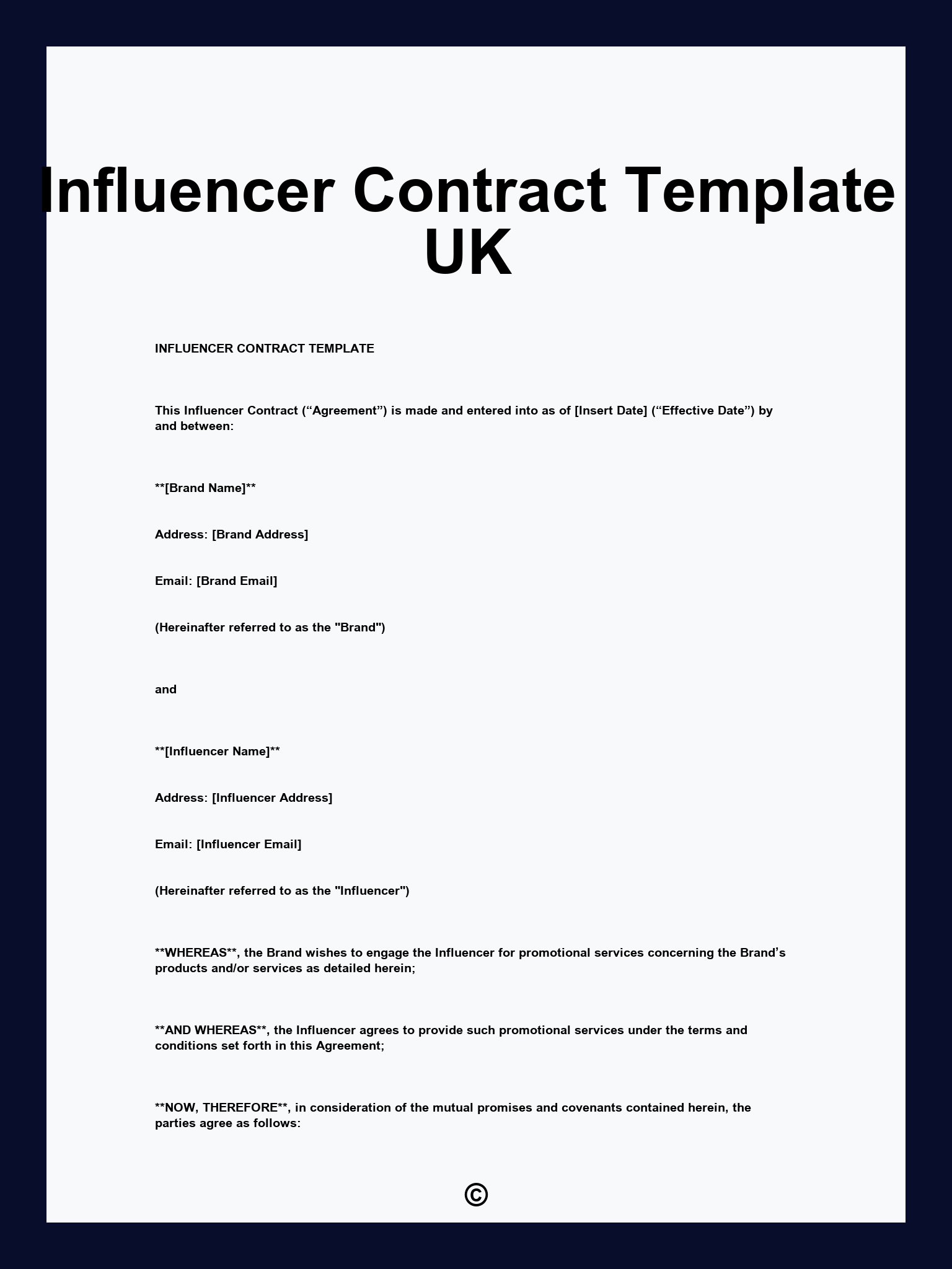 Influencer Contract Template UK