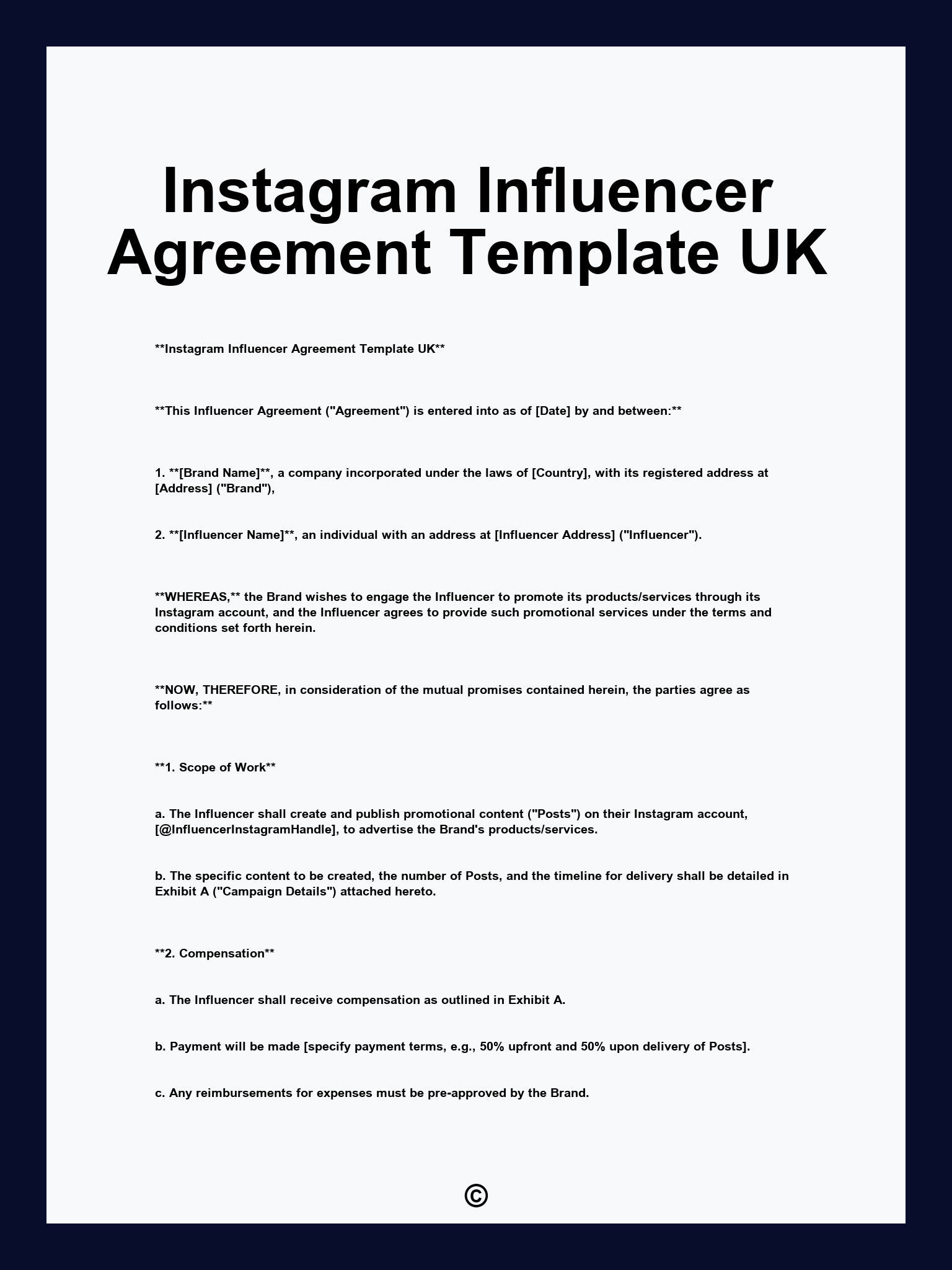 Instagram Influencer Agreement Template UK
