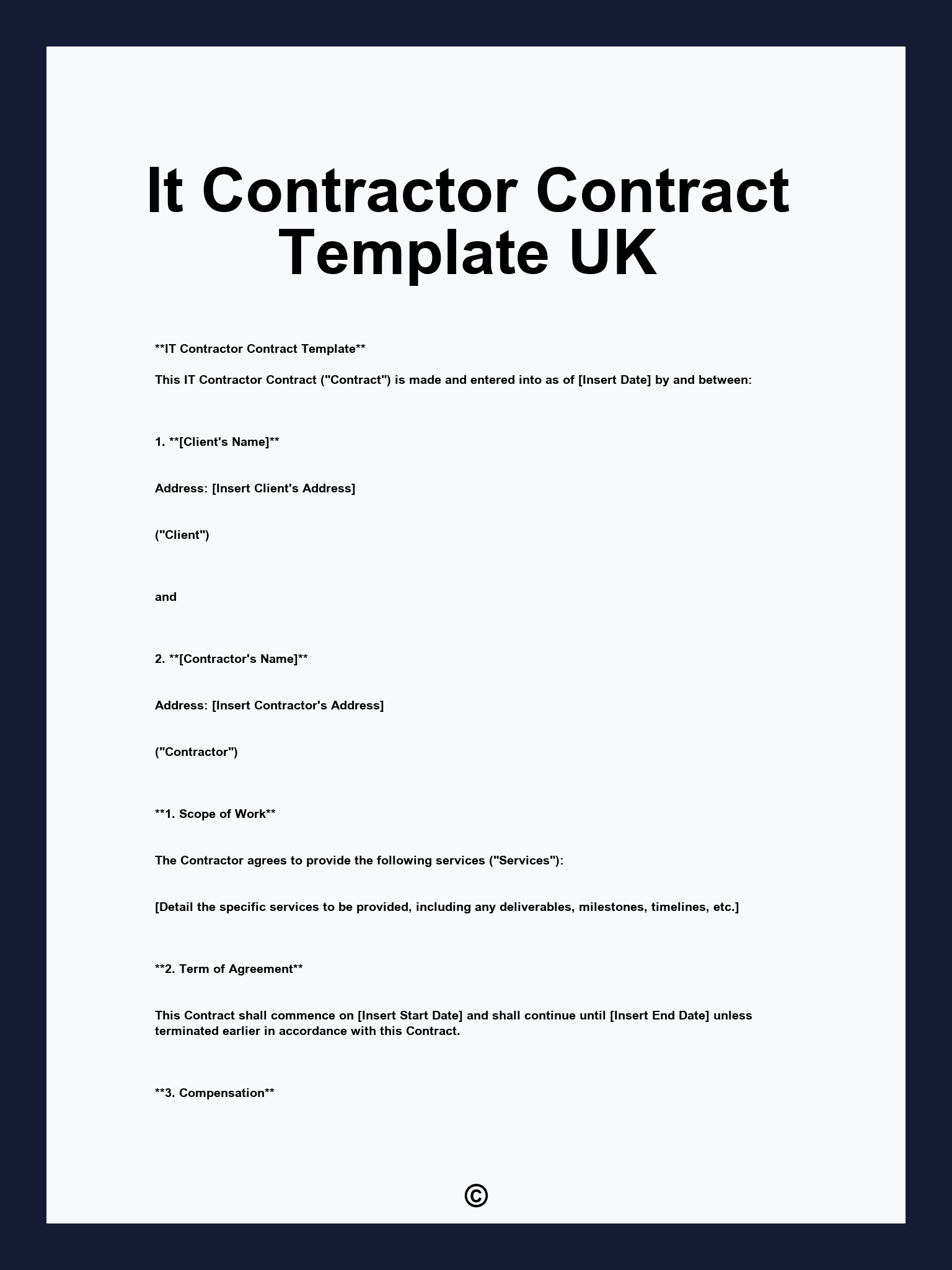 It Contractor Contract Template UK