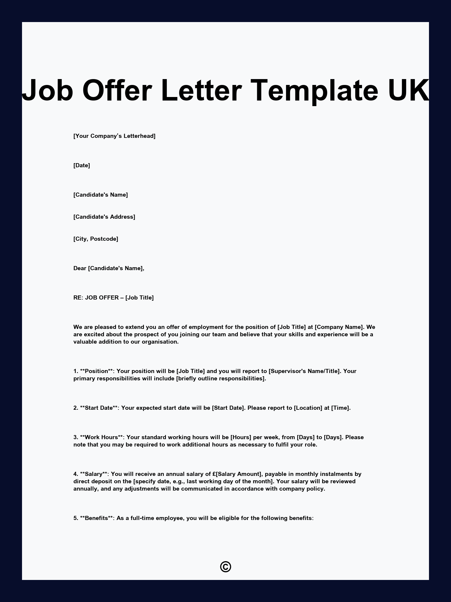 Job Offer Letter Template UK