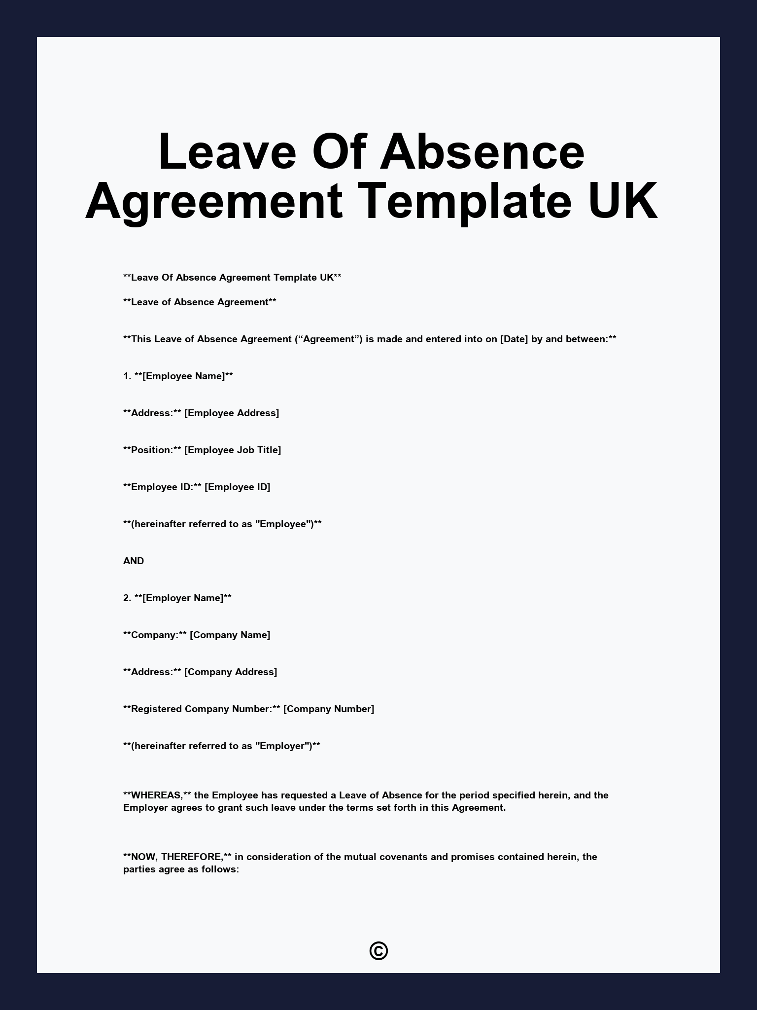 Leave Of Absence Agreement Template UK