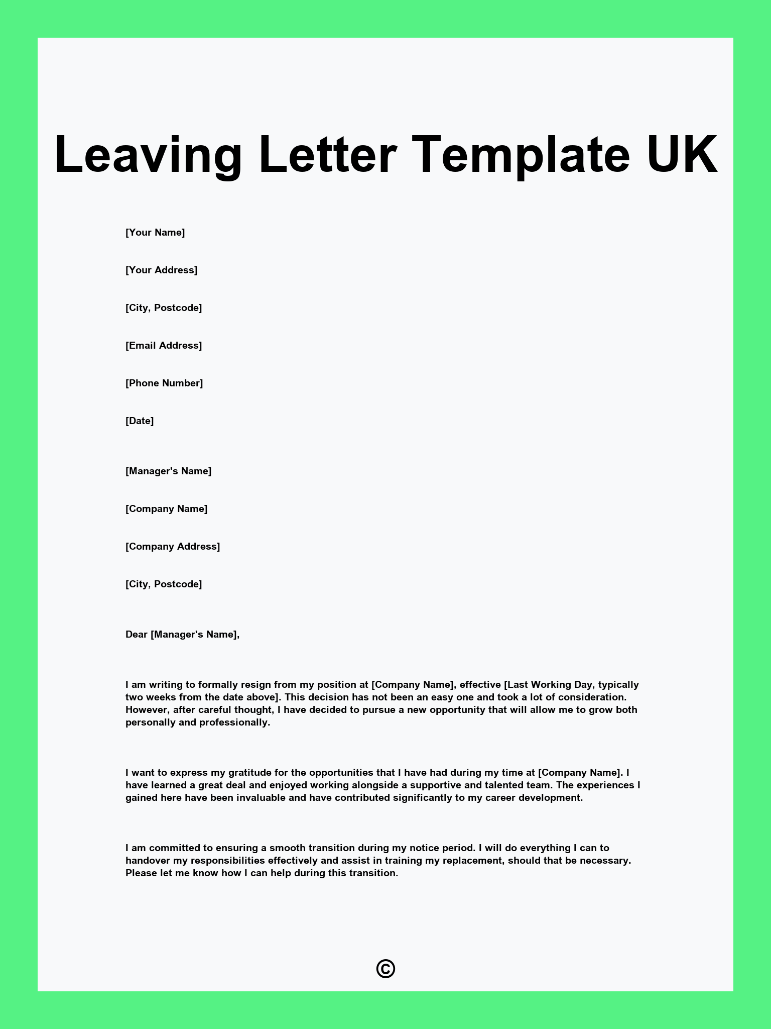 Leaving Letter Template UK