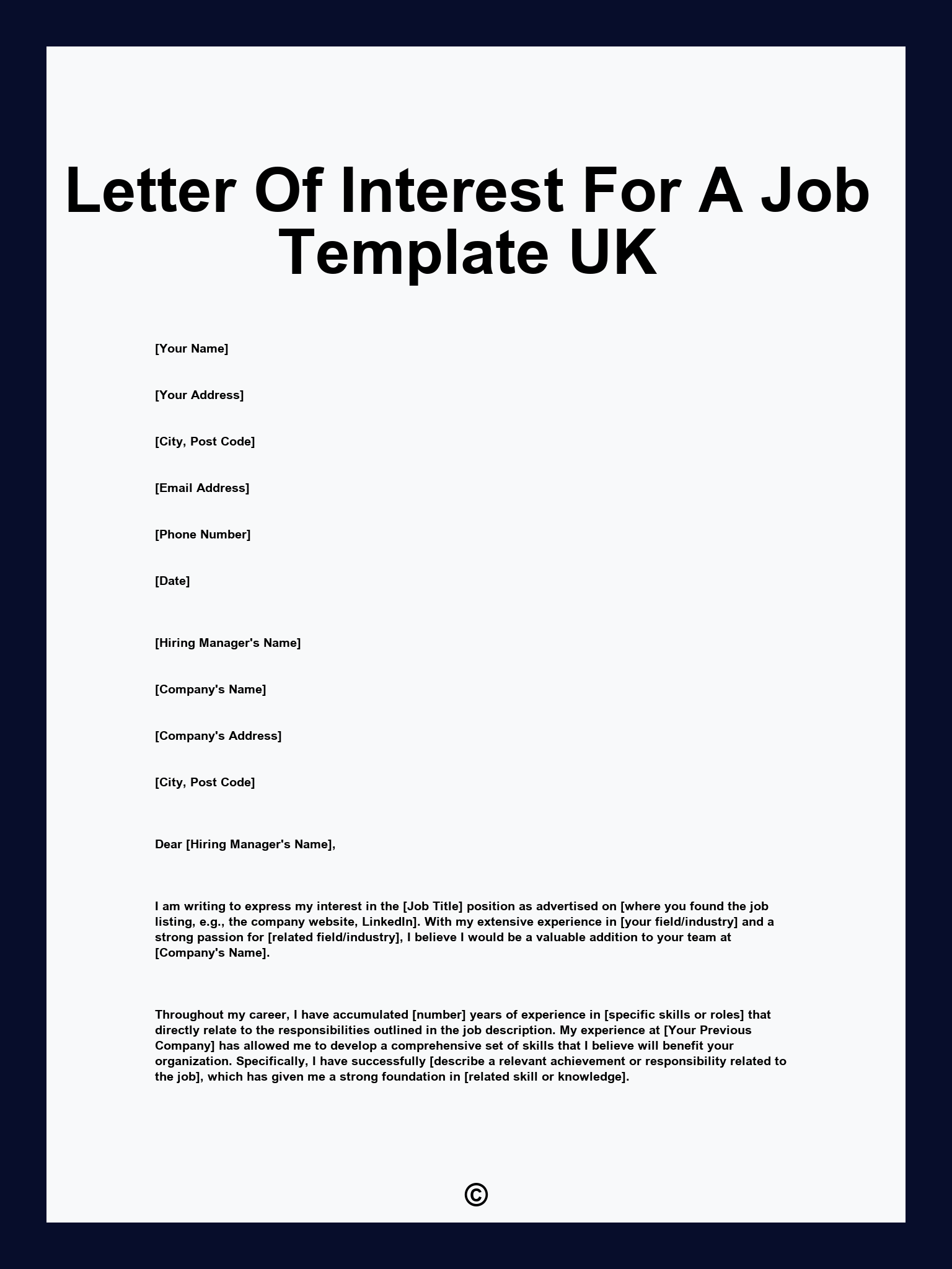 Letter Of Interest For A Job Template UK