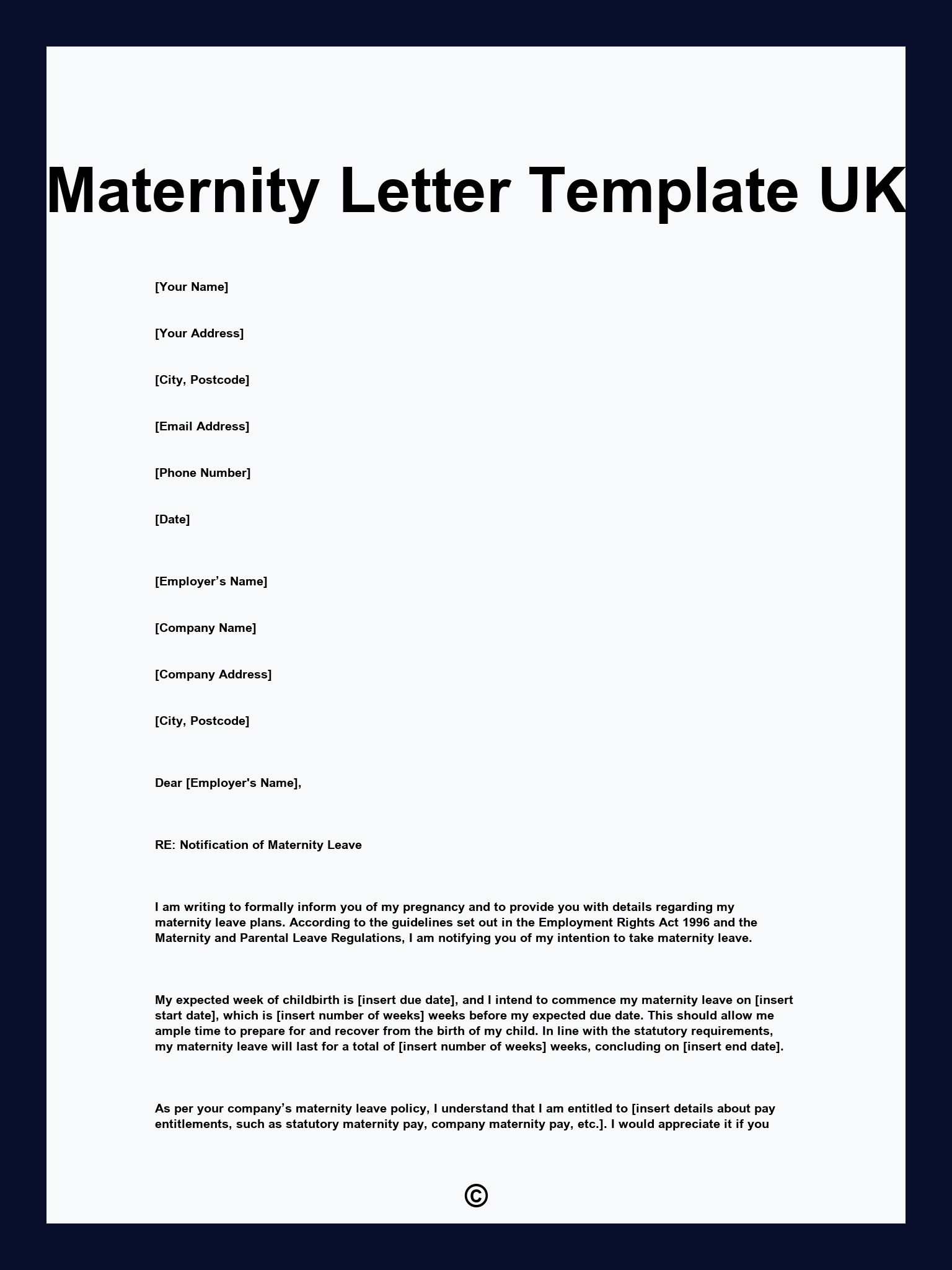 Maternity Letter Template UK