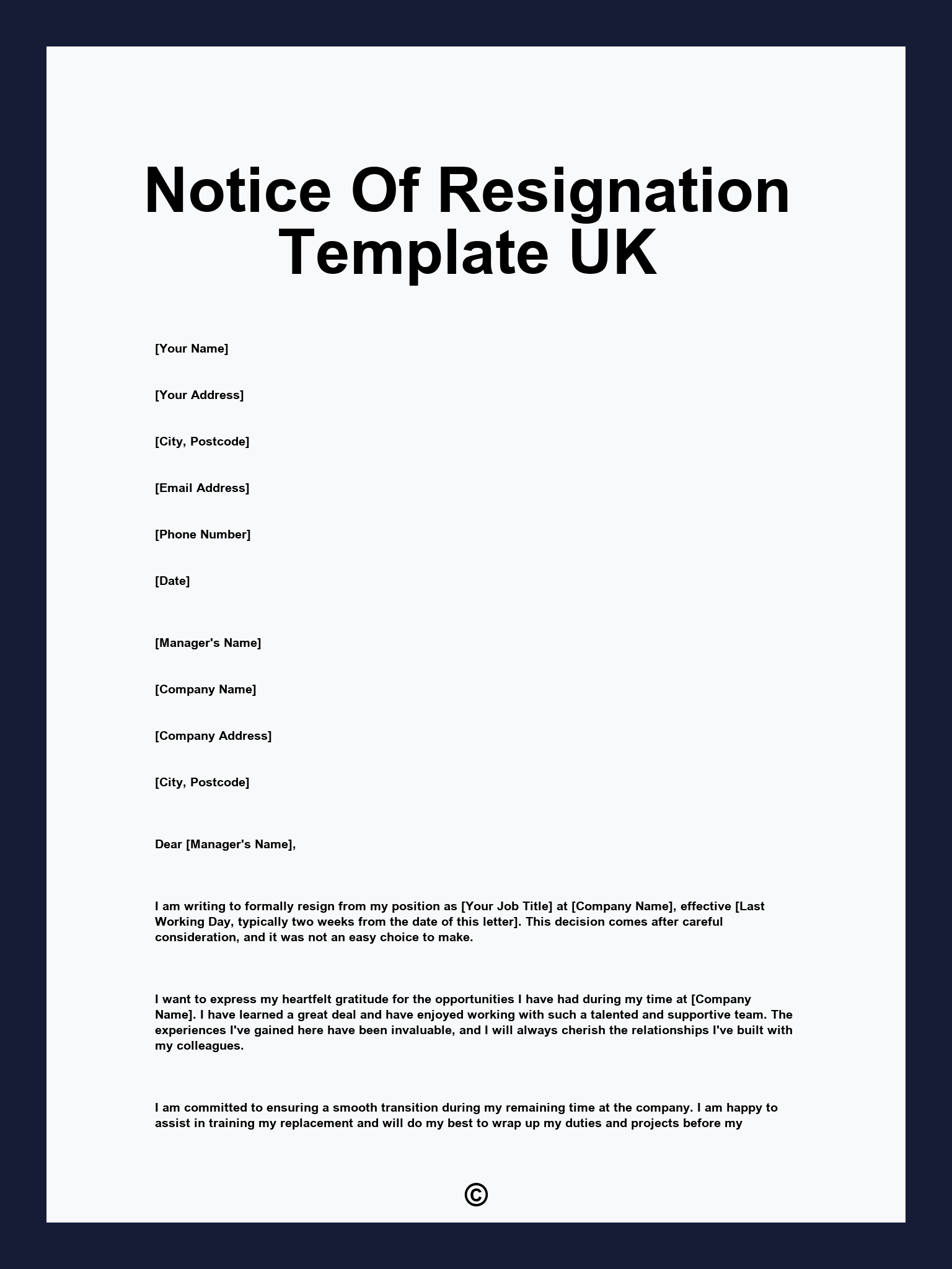 Notice Of Resignation Template UK, image size:1536x2048
