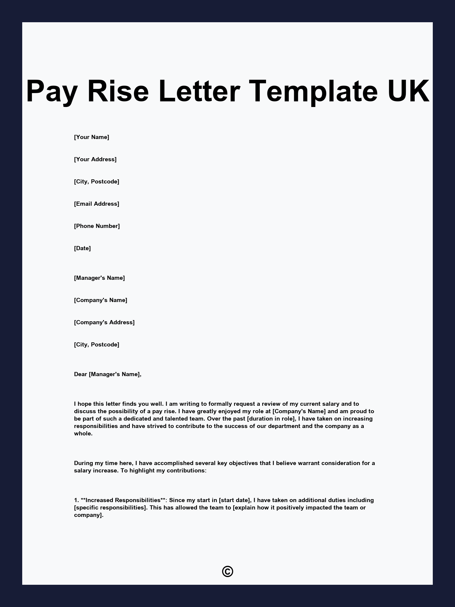 Pay Rise Letter Template UK