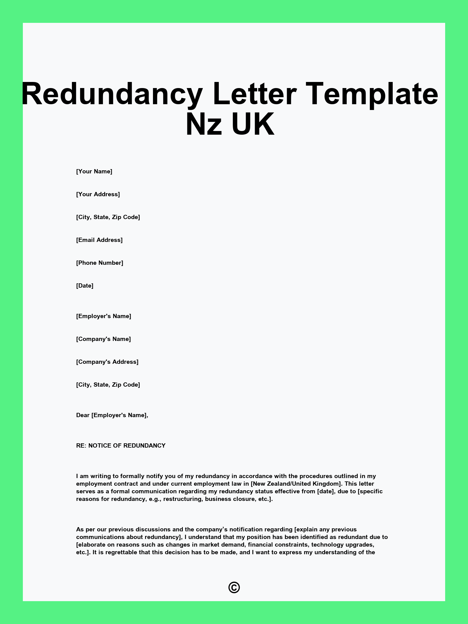 Redundancy Letter Template Nz UK