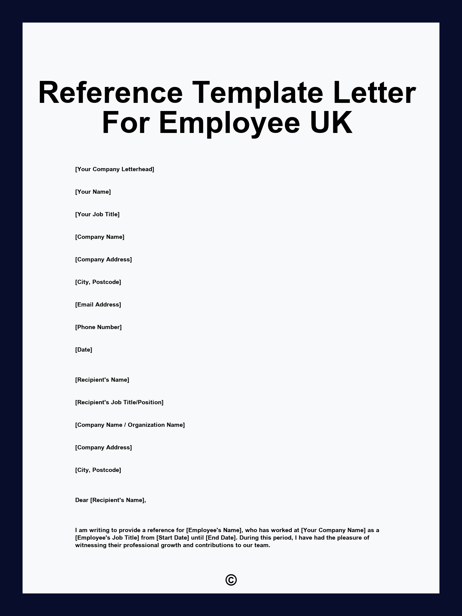 Reference Template Letter For Employee UK