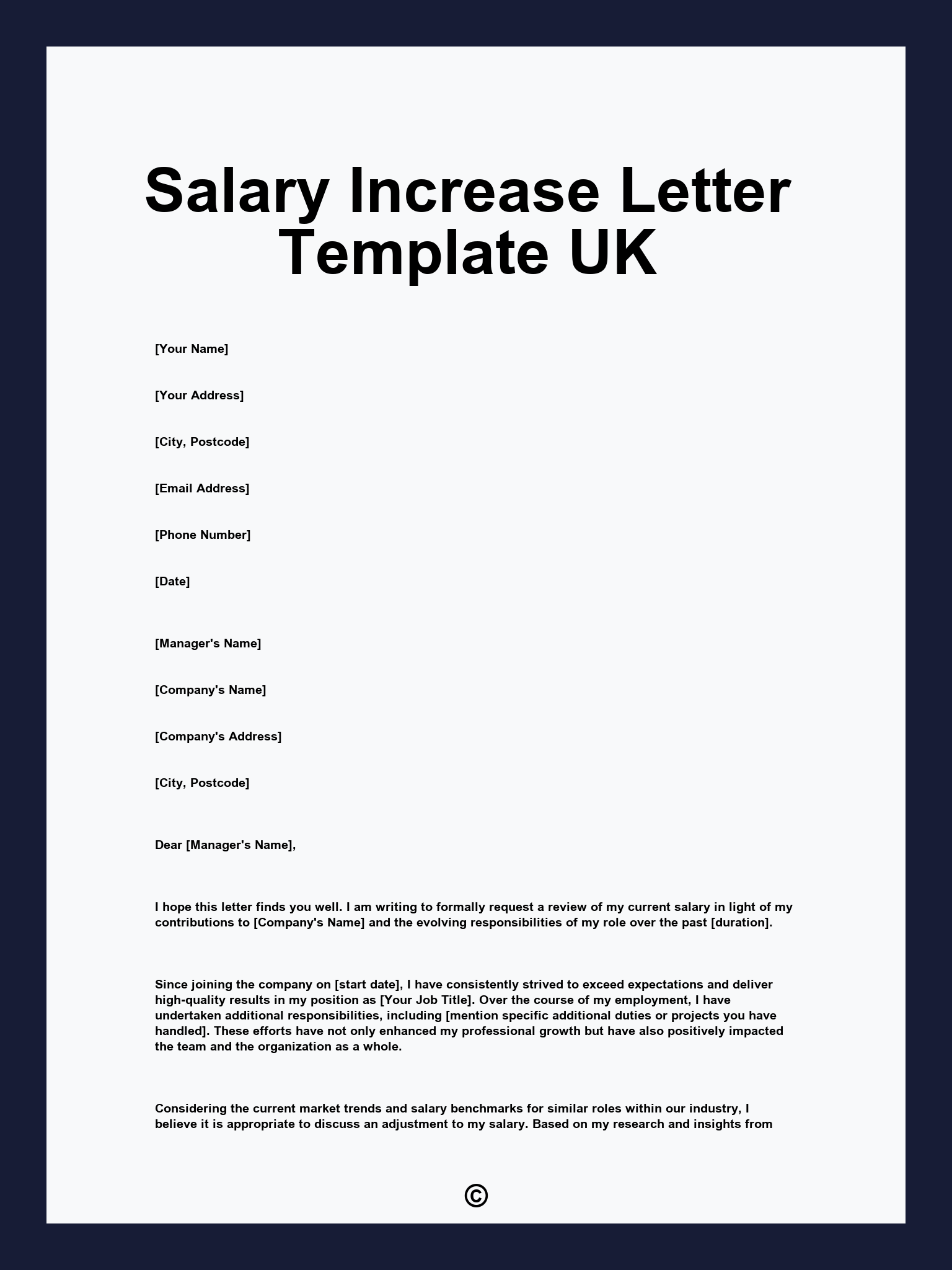 Salary Increase Letter Template UK