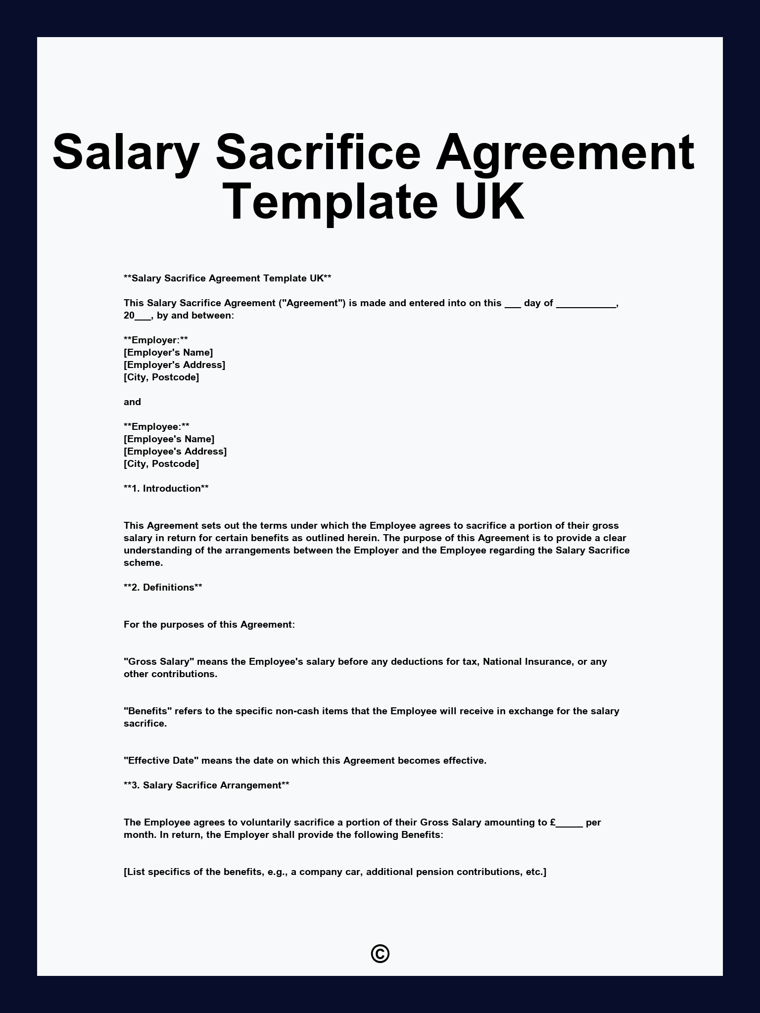 Salary Sacrifice Agreement Template UK