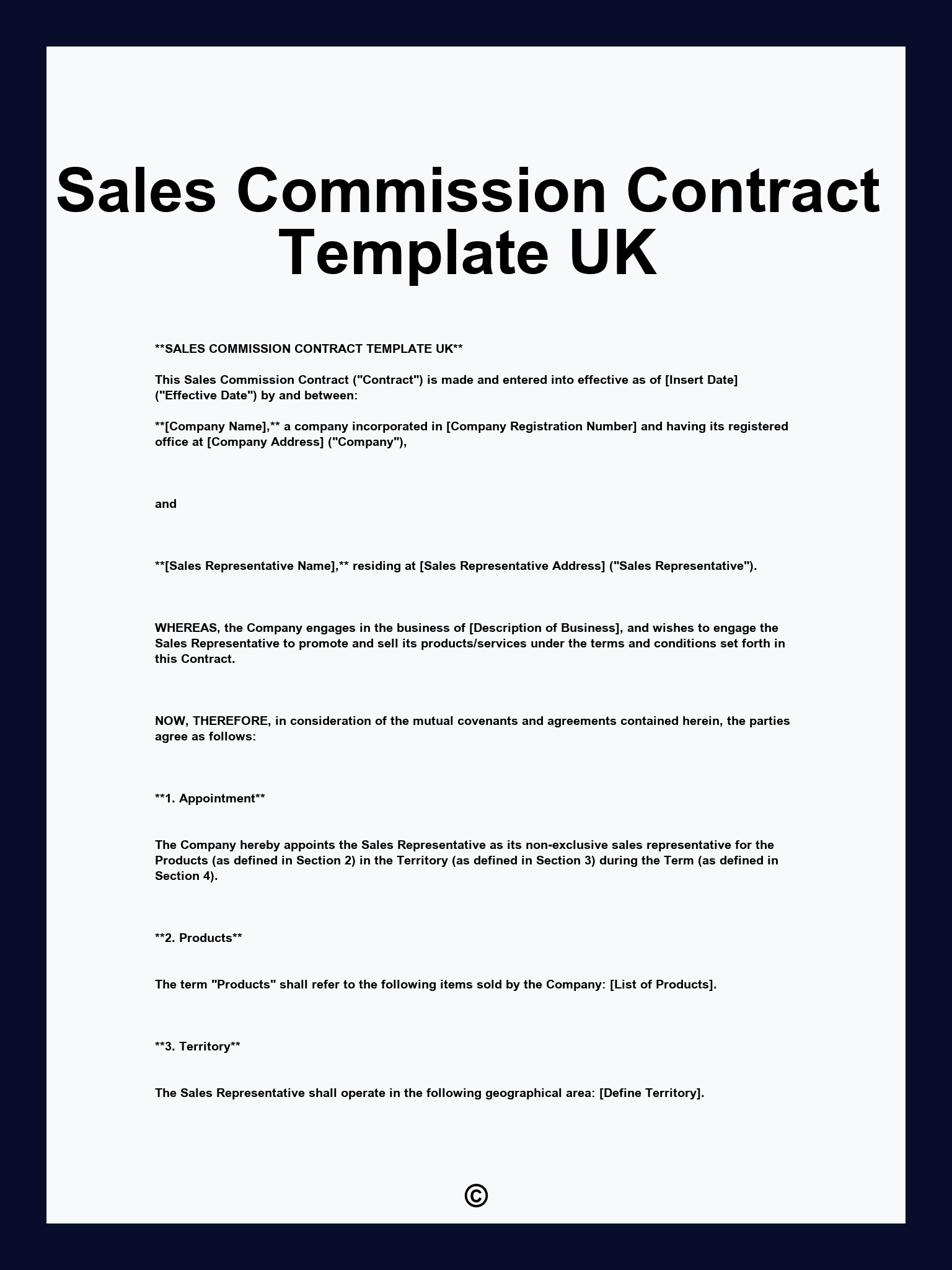 Sales Commission Contract Template UK