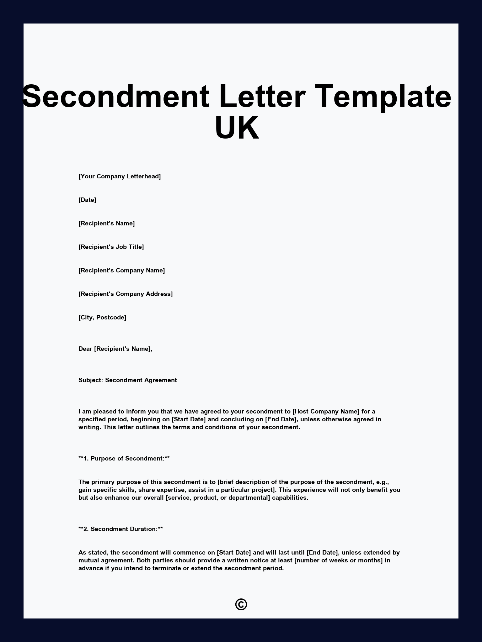 Secondment Letter Template UK