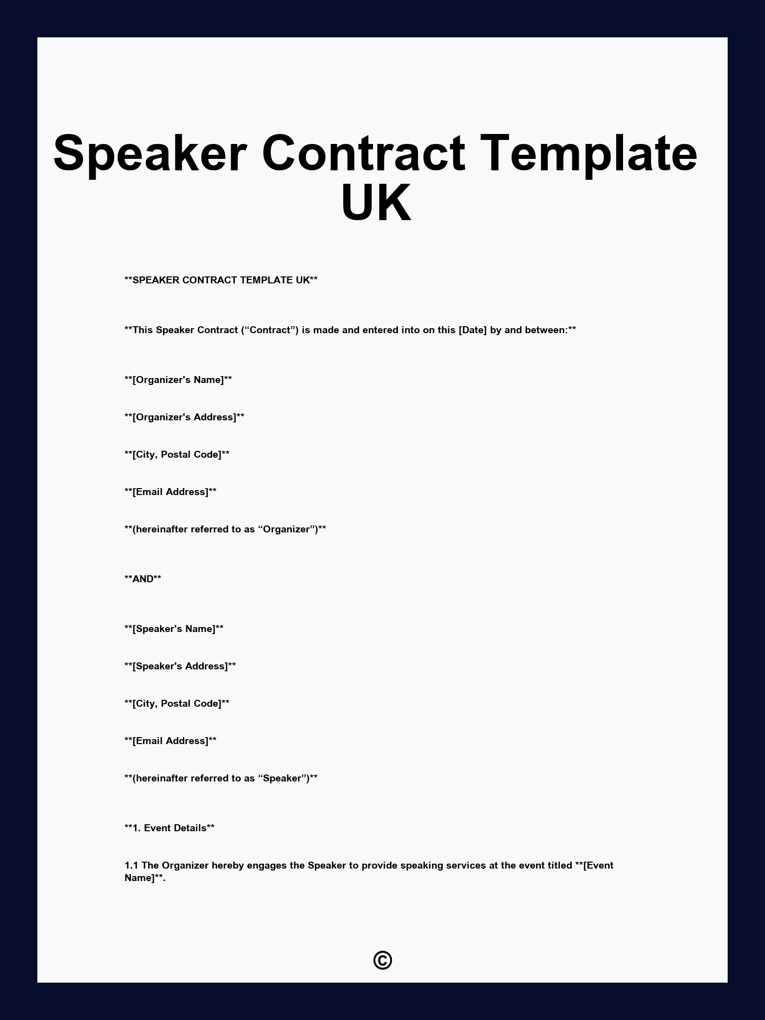 Speaker Contract Template UK