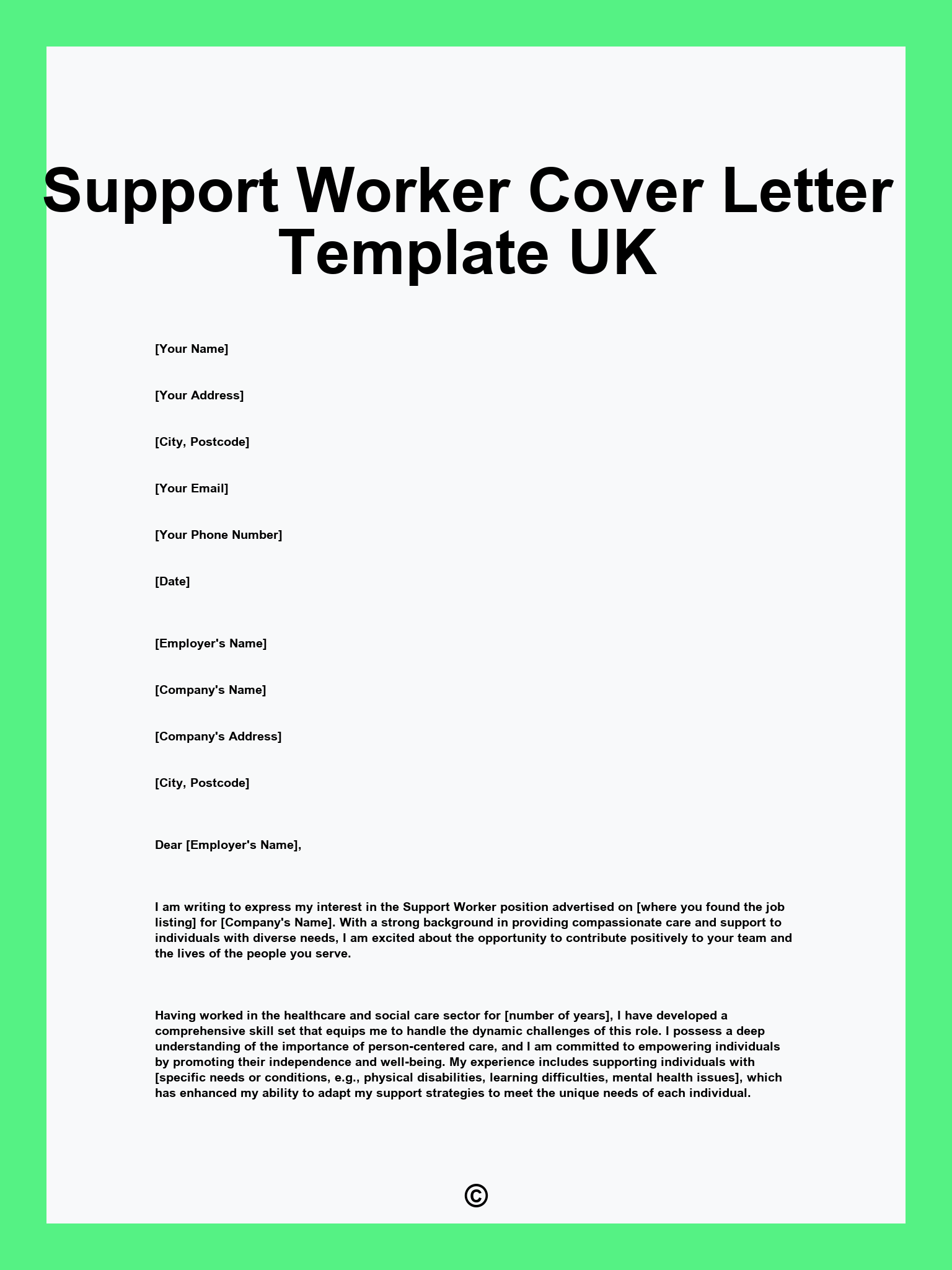 Support Worker Cover Letter Template UK