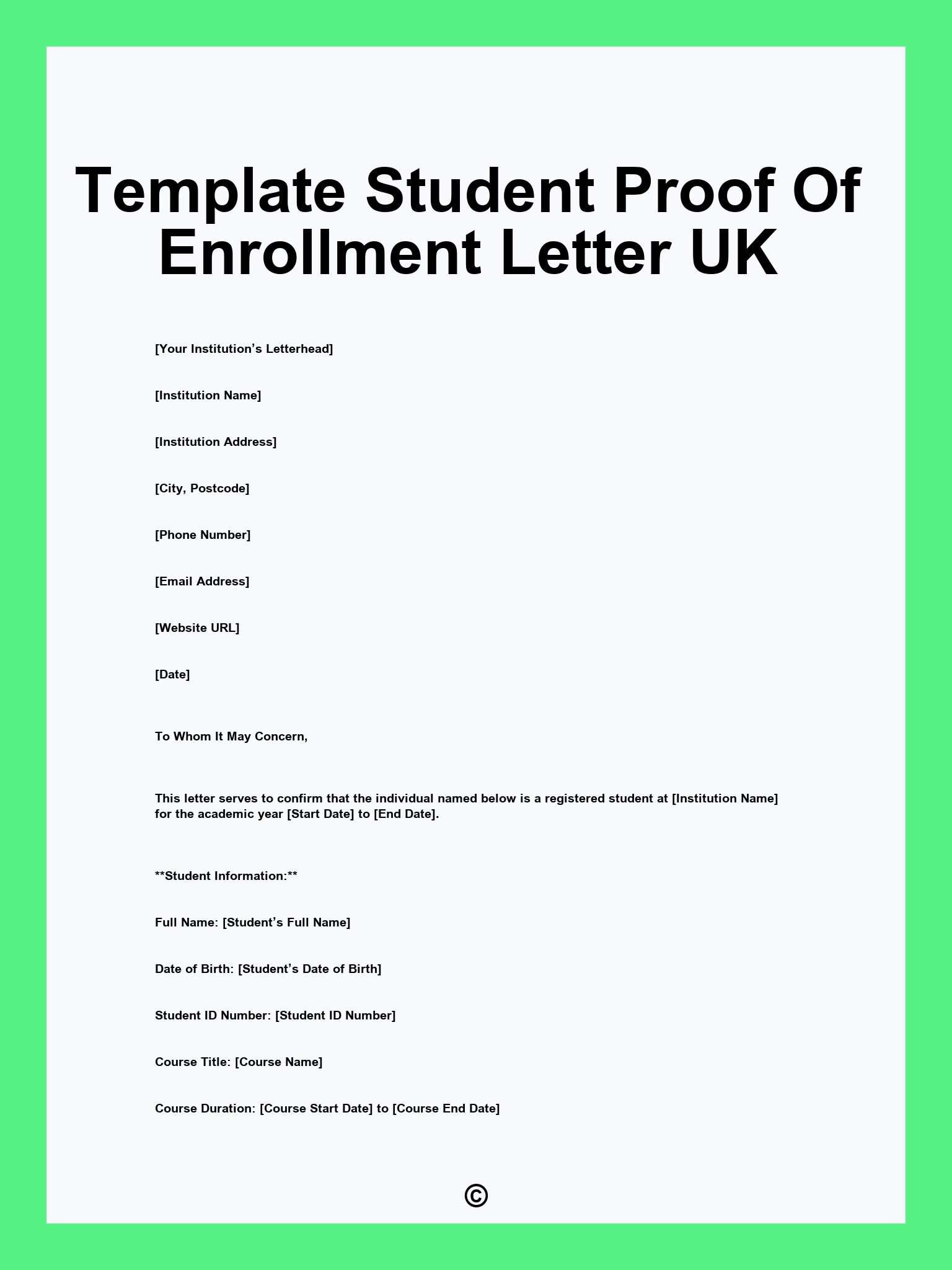 Template Student Proof Of Enrollment Letter UK
