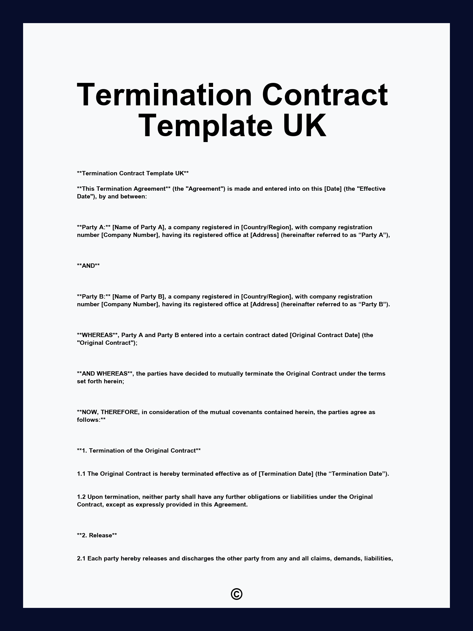 Termination Contract Template UK