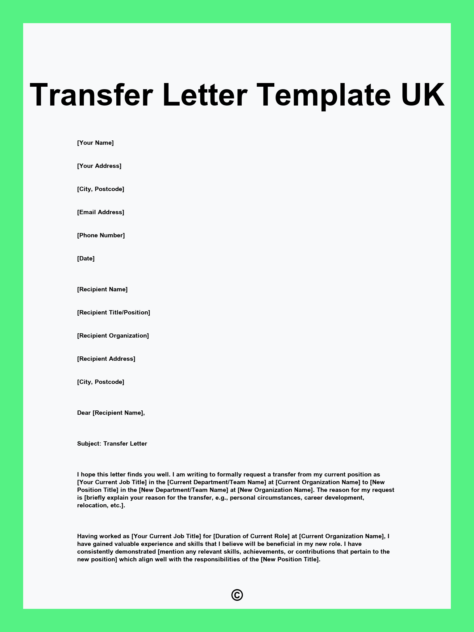 Transfer Letter Template UK