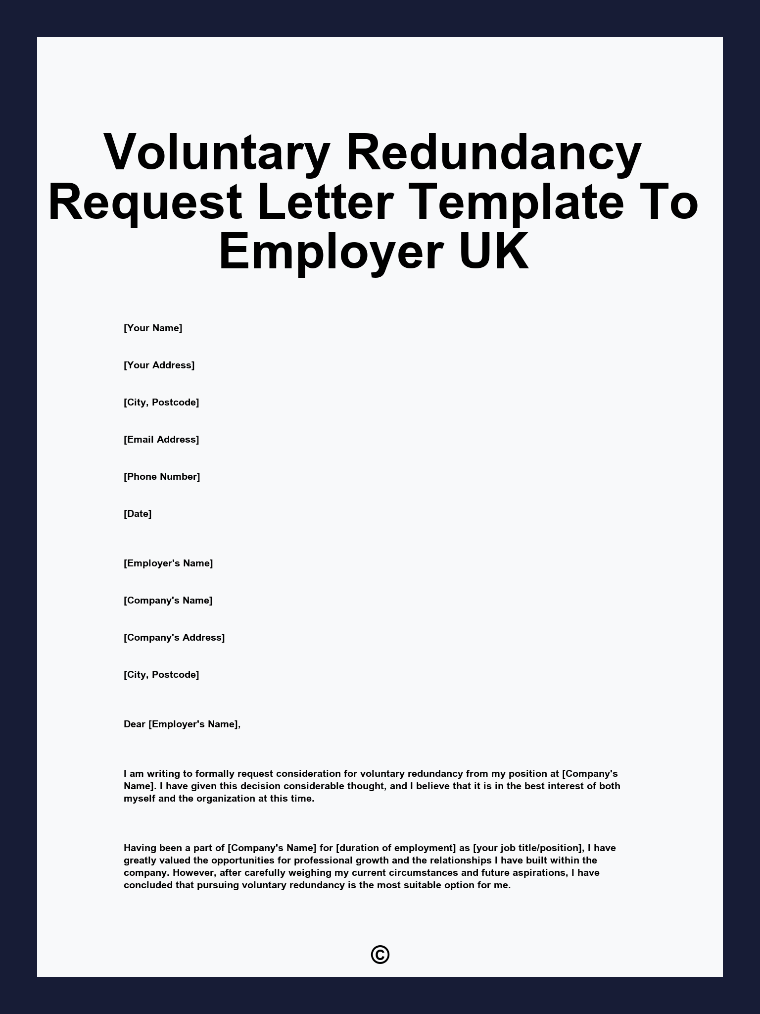Voluntary Redundancy Request Letter Template To Employer UK